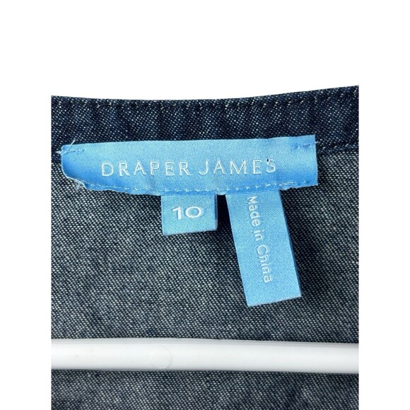 Draper James Womens Size 10 Denim Chambray Dress Ruffle Front Bell Sleeve - Picture 6 of 14